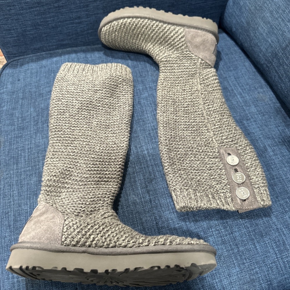 UGG Womens Purl Cardy Knit Pull On Winter Boots Size 6 Gray 1094949 Acrylic